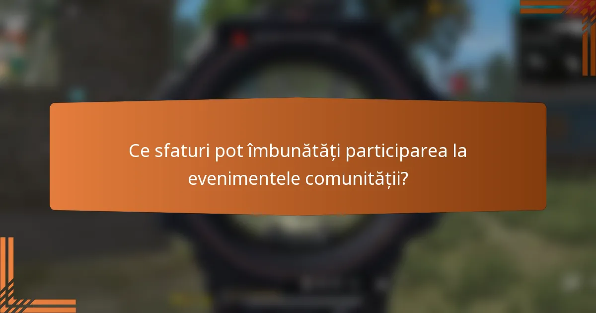 Ce sfaturi pot îmbunătăți participarea la evenimentele comunității?